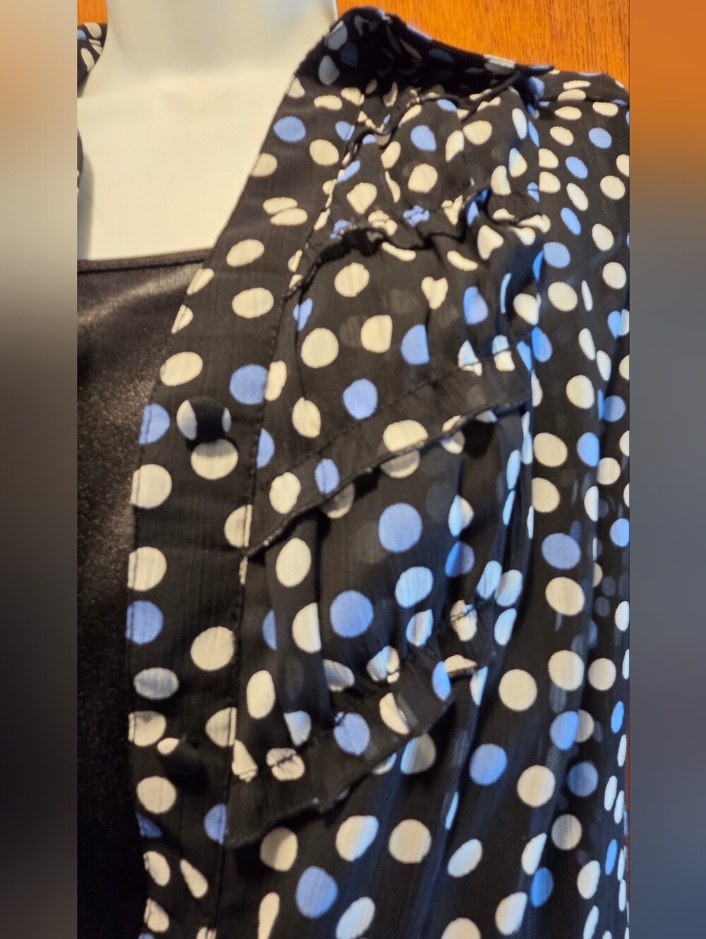 Style & Co. Petite Layered Tank & Sheer Ruffled Polkadot Blouse Top Sz2P - Picture 6 of 10